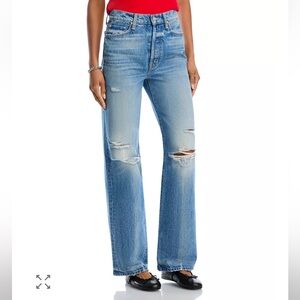 MOTHER superior the Rambler Sneak High Rise Wide Straight Jeans in Tcb size 27